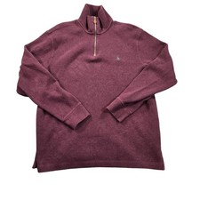 Polo Ralph Lauren Sweater Mens Medium Red 1/4 Zip Mock Neck Cotton Pullover