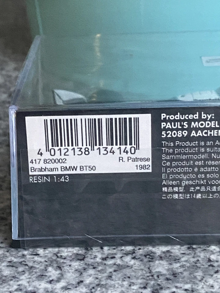 1/43 Minichamps F1 1982 Brabham BMW BT50 R. Patrese PARMALAT - Bild 4 von 4