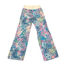 Lilly Pulitzer Bali Blue Once Upon A Tide Linen Palazzo Pants Small Mid Rise NWT