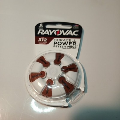 RAYOVAC Sz 312 Made in USA (6) Hearing Aid Batteries NEW 01/27 FAST    §}~