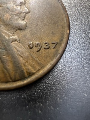 1937-D (No D)  D over 1  Lincoln Wheat Penny Error