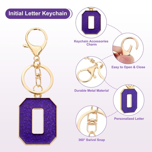 Schlüsselanhänger Anfangsbuchstabe, Alphabet Buchstabe A-Z Keyring, lila (O) - Bild 3 von 7