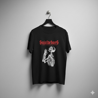 Suicideboys $uicideboy$ Skeleton Prayer Black Graphic T-Shirt - S560