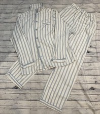 Petite Plume Kids Pajama Set Blue Stripe Size 14 Button Front