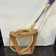 Vintage Two Birds Tournament De Luxe Badminton Rackets Pair Wood Press
