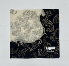 Handkerchief Vintage Suit Art Paisley Floral Gold Black Cotton Pocket Square 17