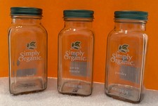 Lot of 3 SIMPLY ORGANIC Spice Jars Bottles w/Lids  Shaker Tops - Empty