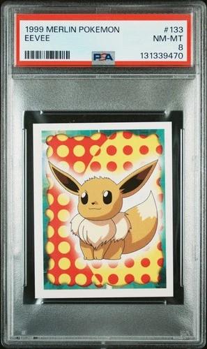 PSA 8 NM/MT 1999 MERLIN POKEMON #133 EEVEE