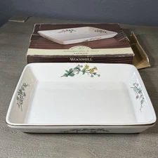 Woodhill Fine Bakeware Ceramic Lasagna Casserole Baking Dish 12" x 9" Floral