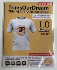 NEW Transourdream Heat Transfer Paper for T Shirts 20 Sheets 8.5X11" Printable