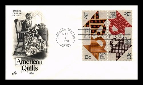 DR JIM STAMPS US COVER QUILTS FOLK ART FIRST DAY ISSUE SETENANT ARTCRAFT
