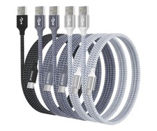 USB C Cable 5-Pack Braided Fast Charging 3/3/6/6/10 Ft iPhone Samsung Galaxy