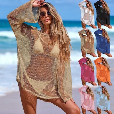 2026 Beach Skirt Sunscreen Coat One Collar Bikini Cover