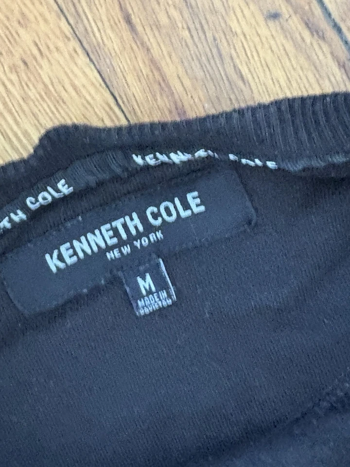 Kenneth Cole свитер мужской размер M черный серый ворота длинным рукавом пуловер - Изображение 2 из 2