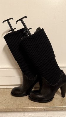 NAVYBOOT Socken Leder Stiefel Schwarz 40 kniehoch