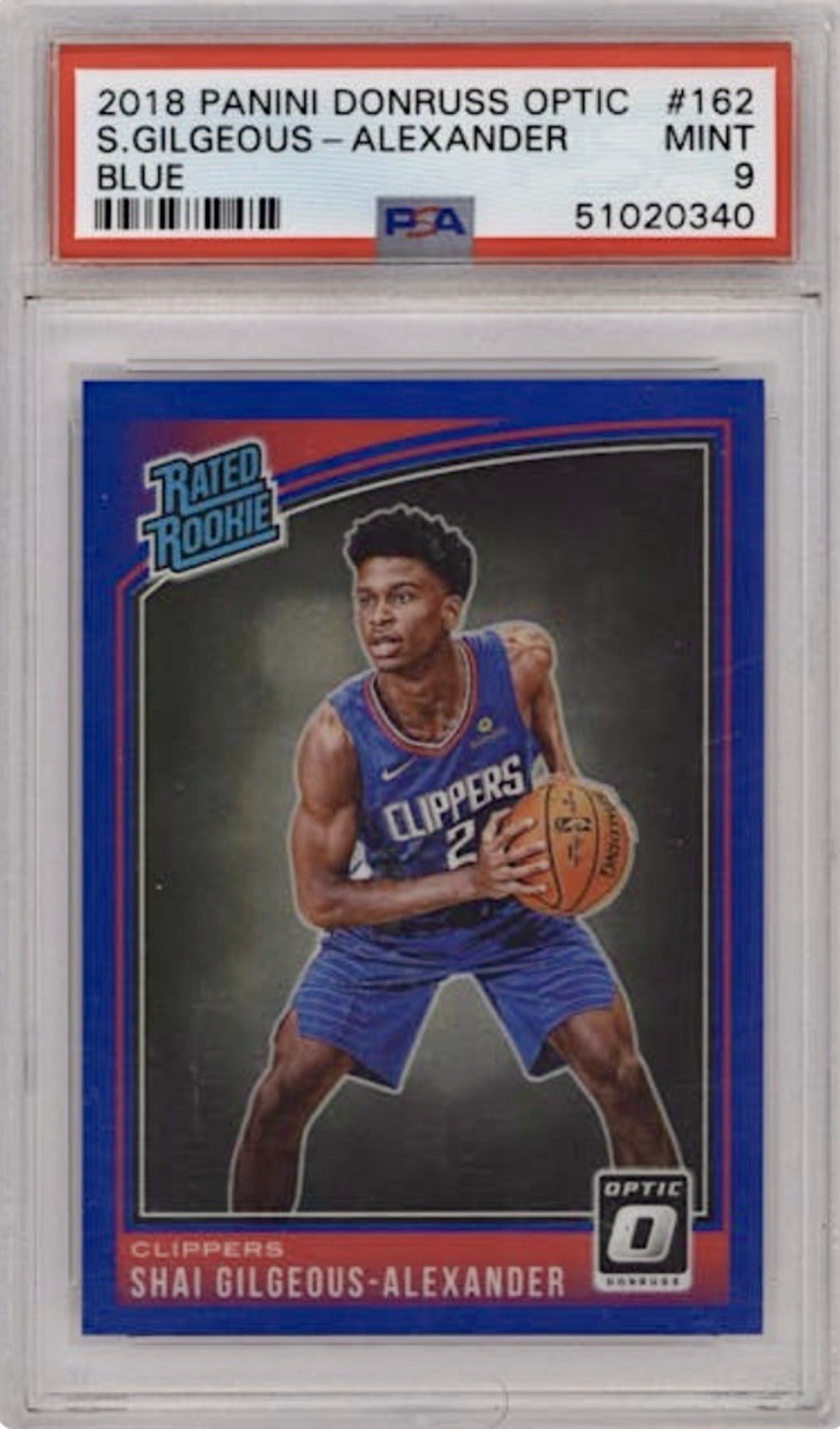 Shai Gilgeous-Alexander /49 Rookie Blue 2018 Donruss Optic #162 RC MINT PSA 9
