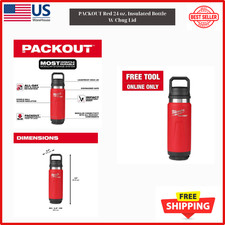 Milwaukee 48-22-8396R PACKOUT Red 24 oz. Insulated Bottle W/Chug Lid, RED