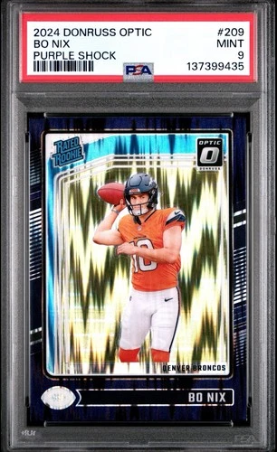 2024 PANINI DONRUSS OPTIC PURPLE SHOCK #209 BO NIX ROOKIE RC PSA 9
