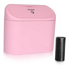 Car Trash Can with Lid, Vehicle Trash Bin Car Dustbin Garbage Organizer 1 Pink
