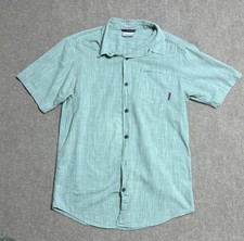 Columbia Shirt Mens Small Green Short Sleeve Button Up Pocket Regular Fit Cotton
