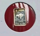 Bull / Taurus - 1 Gram .999 Fine Pure SILVER Bullion Mini Bar Coin Ingot - TONED