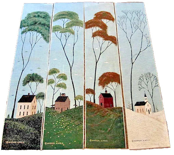 MANUAL WOODWORKERS & WEAVERS, INC. Warren Kimble Folk Art Four Seasons Crafters Tapestry Bellpull Fabric Remnant