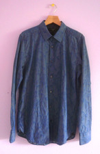 Ted Baker Shirt 15.5 Blue Floral Pattern Long...