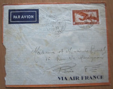 TIMBRE POSTE AERIENNE INDOCHINE SUR LETTRE + CACHET FORCES NAVALES