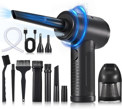 Compressed air Duster, 2 in 1 180000RPM Cordless Air Duster with Mini Car Vac...