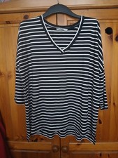 Tu Clothing Women's Striped Three Quarter Sleeve Top . Size 18uk New No Tag