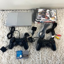 SONY PlayStation 2 PS2 Slim Silver SCPH-90001 2 Controllers 3 Games READ