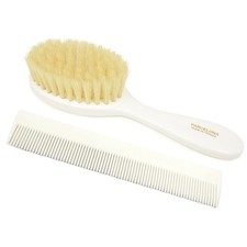 White 6 French Grooming Combo, Celluloid, Silk Bristles, Baby Brush, Comb, Set