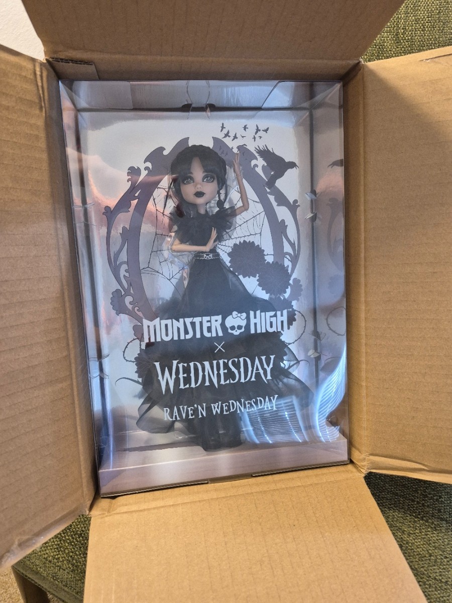 Monster High ~ Wednesday Addams Rave'n Doll Netflix Mattel NIB w/Shipper
