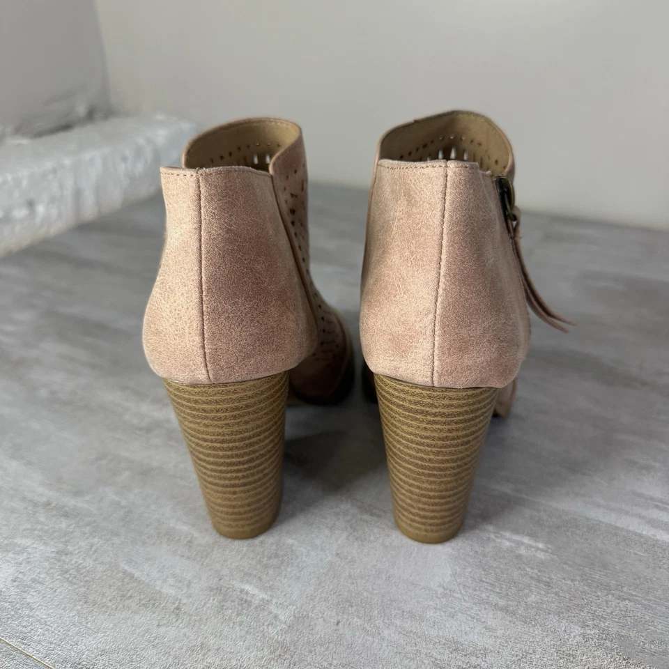 Botas Qupid para mujer 5,5 informales cremallera lateral punta abierta botín rosa claro Foto 4 de 4