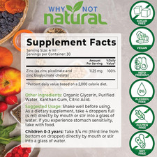 Organic Liquid Zinc Drops Supplement with Chelated Picolinate and Bisglycinat...