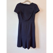 Tory Burch Navy Blue Short Sleeve Fit and Flare Sheath Dress Size 4 Gold Zipper