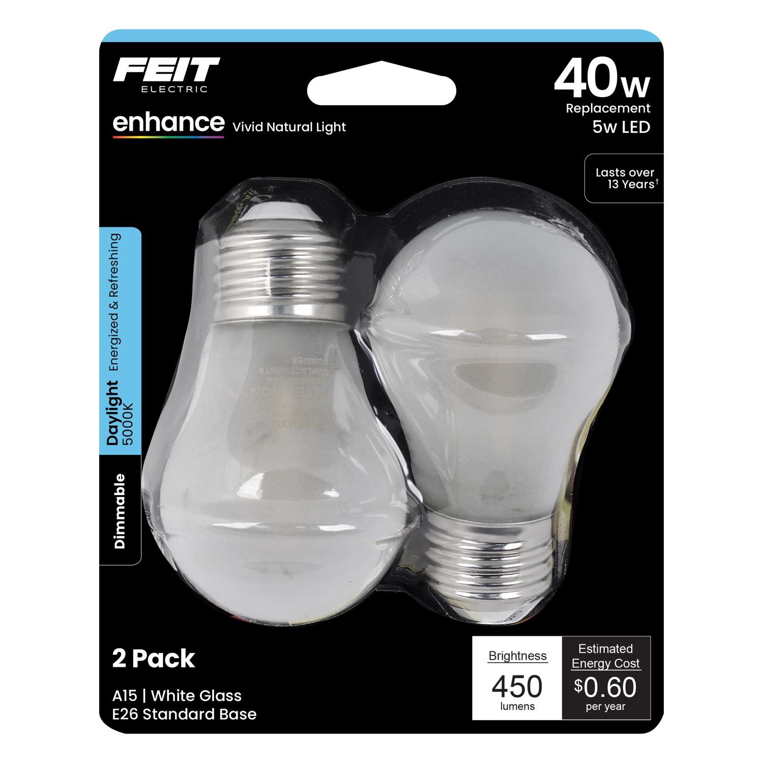 Feit Electric BPA1540W95CAFL2 5W 450 Lumens Daylight Dimmable LED Light Bulb