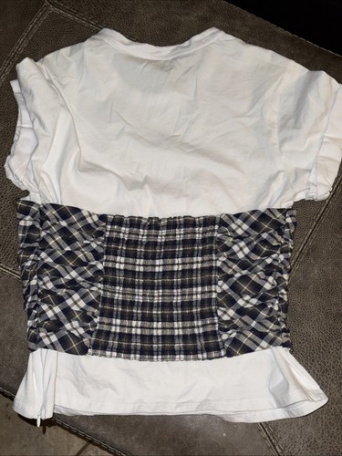 Veronica Beard Jeans Womens XS Rainier Top White W Black Check Cute MSRP $298 - Picture 3 of 7