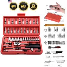 Socket Wrench Set 46 Pieces Ratchet Set with Extension Bars and Storage Case