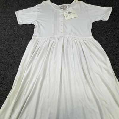 Vtg Erika Dress Womens L White T-Shirt Dress Maxi Round Neck Jersey  Pullover | eBay