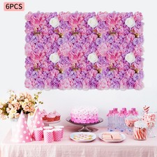 6Pieces 3D Flower Wall Panels Artificial Floral Backdrop Decor Faux Flower Panel