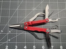 SOG Supreme Snippet Compact Scissors Multi Tool Folding Knife Red