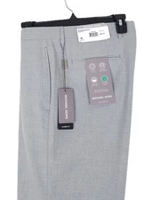 Michael Kors Men's Classic-Fit Stretch Dress Pants Light Grey Solid 36x32 NWT