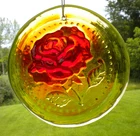 Blenko Glass Suncatcher - Rose - Tangerine