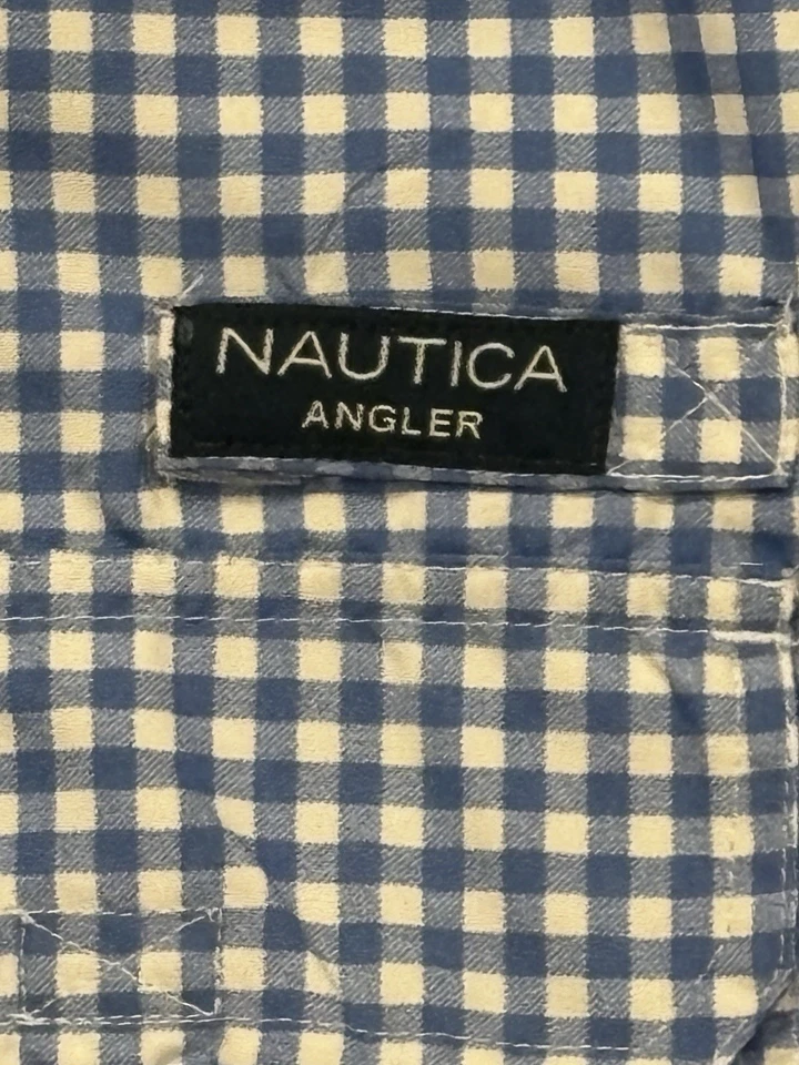 Nautica Angler Performance SS Shirt Blue & White Gingham Pattern , Size XXL - Image 4 of 4