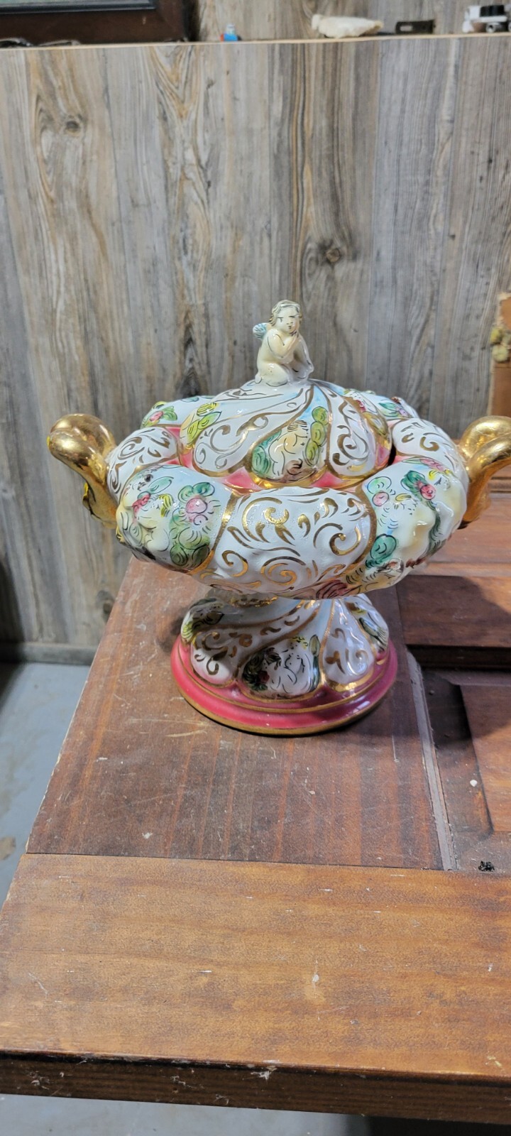 Vintage Capodimonte Italian Candy Dish #427 Floral Pottery Collectible