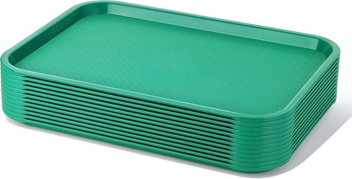 Casual Green Plastic Tray Set of 12 - 12x16-Inch Lightweight Dining Solution - Picture 3 of 10
