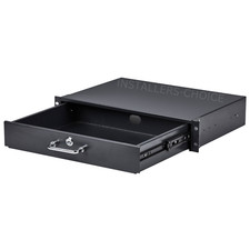2U Server Rack Drawer 19" Locking Network Cabinet Case, Steel, 22lbs Capacity