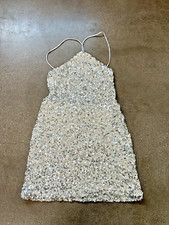 Dress by Fashion Nova Carrie Sequin mini dress silver sz S NWT  PROM