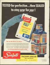 1950's Vintage ad for Scripto Ball Pen`Blue glove retro Price  (070219)